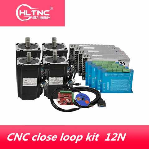 Juego de bucle de cierre CNC Nema 34 86HB250-156B, servomotor híbrido de bucle cerrado de 12Nm y servocontrolador híbrido de HBS860H + fuente de alimentación de 400w para CNC ► Foto 1/6