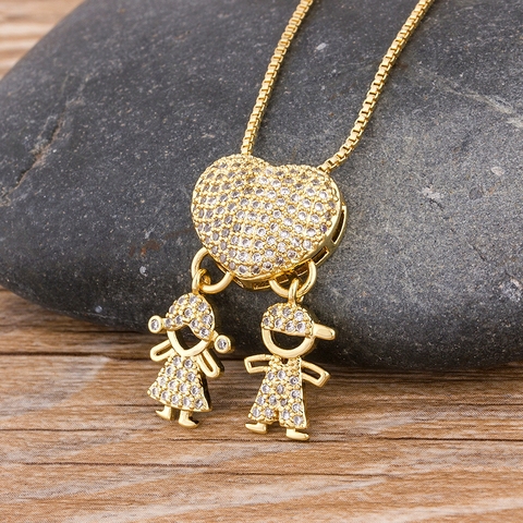 Colgante de cadena con forma de corazón para niña y niño, cadena de Color dorado para mujer y niña, la mejor fiesta, boda, joyería de Año Nuevo ► Foto 1/6