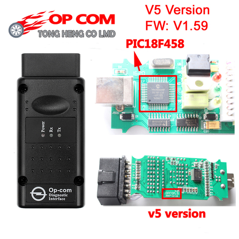 Chip PIC18F458 + FTDI OP COM V5 versión V1.59 / V1.99 2014V Firmware OBD2 op-com escáner para Opel ► Foto 1/6