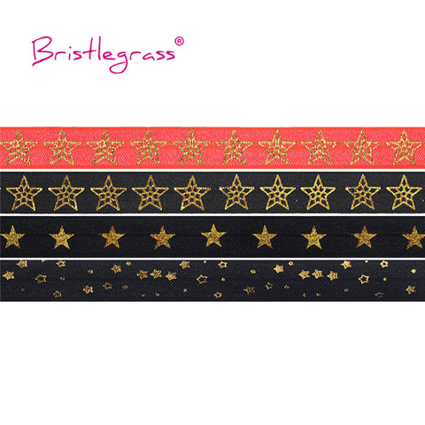 BRISTLEGRASS-Diadema con estampado metalizado de estrellas doradas, 5 yardas, 5/8 