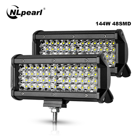 Nlpearl-Torreta de luz led de trabajo, foco de 72W, 144W de potencia, 12V, 24V, para barco, coche, camión, todoterreno, tractor, 4x4, SUV, ATV ► Foto 1/6