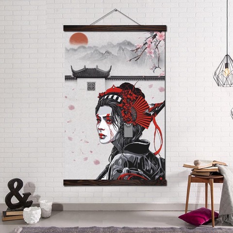 Carteles e impresiones de desplazamiento para mujer, lienzo de pared artística, marco de fotos, decoración del hogar, Samurai japonés el hogar ► Foto 1/6