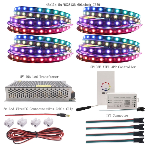 Tira de luces Led direccionable individualmente WS2812B WS2812, RGB, Kit de luz DC5V, transformador Led, fuente de alimentación SP108E, controlador Led WIFI ► Foto 1/6