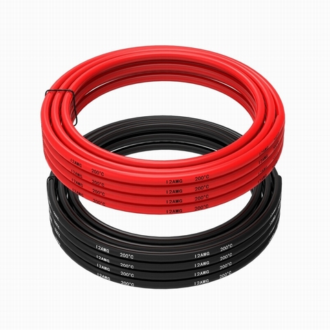 Cable eléctrico de silicona 12 AWG, cable de gancho de calibre 12, 3 m, negro y 3 m, rojo, suave y Flexible de cobre estañado ► Foto 1/6