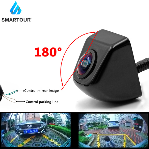 Smartour-ángulo de 180 grados, línea de referencia, vista trasera de coche, cámara de respaldo de marcha atrás, lente ojo de pez, Monitor de estacionamiento, 1080P ► Foto 1/6