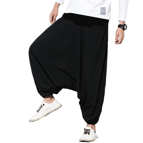 Pantalones cruzados de algodón de talla grande para hombre, pantalones de pierna ancha con farol de Aladdín, M-5XL, hip hop, para bailar, 14 colores ► Foto 1/2