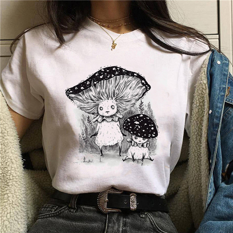 Camiseta con estampado de seta de gato de dibujos animados para mujer, camiseta de manga corta para Halloween, camisetas con cuello redondo, ropa de calle ► Foto 1/6