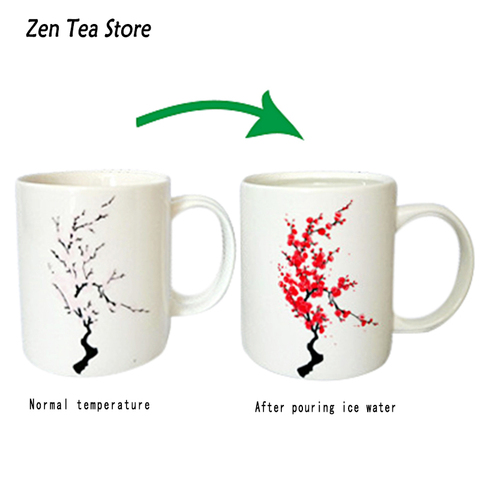 Taza de Sakura mágica japonesa, taza de té de cerámica de kung-fu con cambio de Color y temperatura fría y caliente, tazón de té, taza de bebida ► Foto 1/6