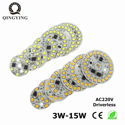 3W 5W 7W 9W 12W 15W AC 220v LED PCB con circuito integrado conductor cálido Blanco/blanco sin conductor de aluminio de placa de Junta para la luz de bulbo ► Foto 1/6