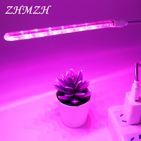 Lámpara de crecimiento de plantas, luz LED portátil de espectro completo, alimentada por adaptador de DC5V, Banco de energía, 24LED, USB ► Foto 1/6