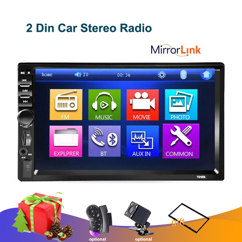 Mirror Link-Radio de audio para coche de 7 pulgadas, autoradio de 2Din, con pantalla táctil, Bluetooth, MP5, reproductor multimedia FM/TF/USB y cámara de visión trasera ► Foto 1/5