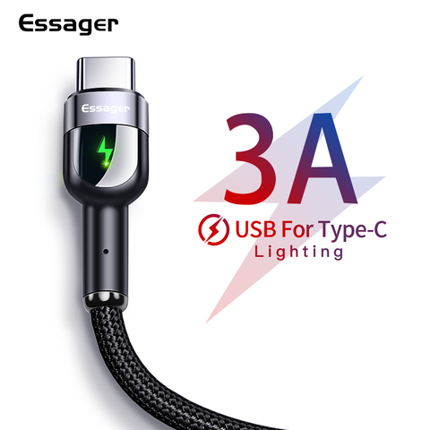 Cable USB tipo C Essager para Samsung Galaxy S20 Plus Xiaomi carga rápida USB-C Cable tipo c 3M USBC cargador Cable de teléfono móvil ► Foto 1/6