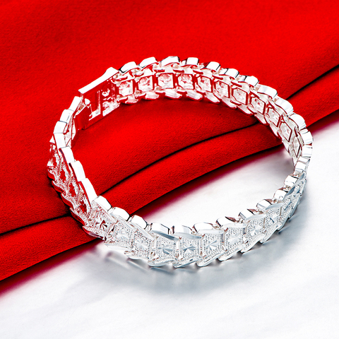 Pulsera con cadena para hombre y mujer, de Plata de Ley 925, elegante, joyería clásica de alta calidad, venta al por mayor, H506 ► Foto 1/4