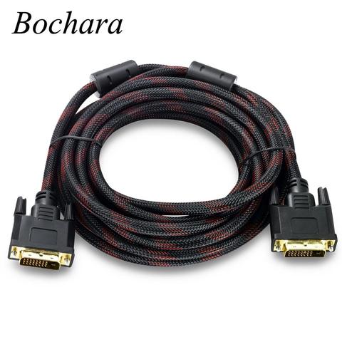 Bochara-Cable de nailon trenzado chapado en oro DVI-D (24 + 1 pines), conector único macho a macho, 1,5 m, 3m, 5m, 10m ► Foto 1/6