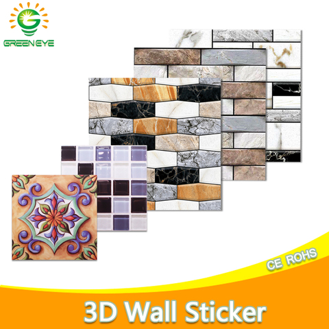 Papel de pared 3D con revestimiento de ladrillo de mármol, pegatinas de pared autoadhesivas, impermeable, bricolaje, cocina, baño, hogar, Panel de azulejos de PVC ► Foto 1/6