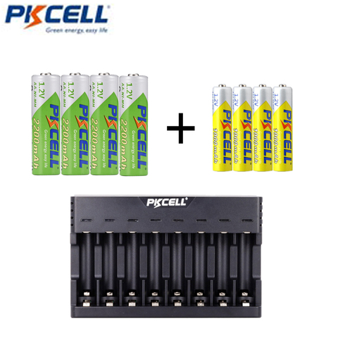 Batería recargable NIMH 4/8 V PKCELL AA, 1,2 mah, AAA, 2200mah, con 1-8 ranuras, NIMH/cargador NICD, 1000 uds. ► Foto 1/6