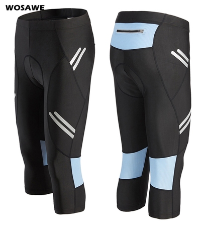 WOSAWE-pantalones cortos de ciclismo reflectantes para hombre, hasta la pantorrilla medias para bicicleta de montaña, con acolchado de Gel 3D, para ciclismo de montaña ► Foto 1/6