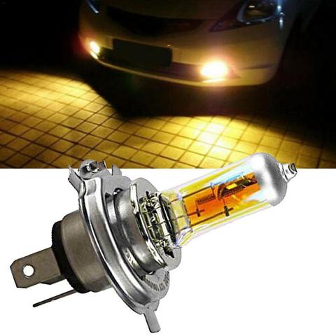 Bombilla halógena para faro delantero de coche, luz de cristal h4 de 60W, CC de 12V, 60/55w, P43T, 2300k, cuarzo amarillo dorado, 55w, halógeno alto Q4J5 ► Foto 1/6