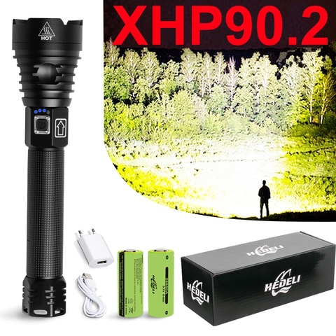 Nuevo patrón xhp90 linterna led más potente linterna led xhp70 xhp50 lámpara de mano recargable usb 18650 26650 flash táctico，Super linterna, 30 días de devoluciones gratis, un año de garantía gratis，led flashlight ► Foto 1/6