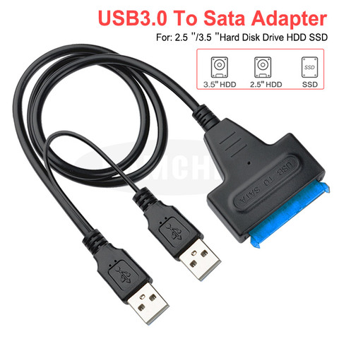 Adaptador USB a Sata, adaptador USB 3,0, Cable Sata, soporte de 2,5 pulgadas o 3,5 pulgadas, disco duro externo SSD HDD, Cable USB Sata Dual ► Foto 1/6