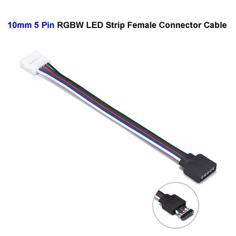 Conector para tira de LED 5050 RGBW, Cable conector hembra de 5 pines, 15cm de extensión, 10mm, 12mm, tira de LED RGBWW ► Foto 1/6