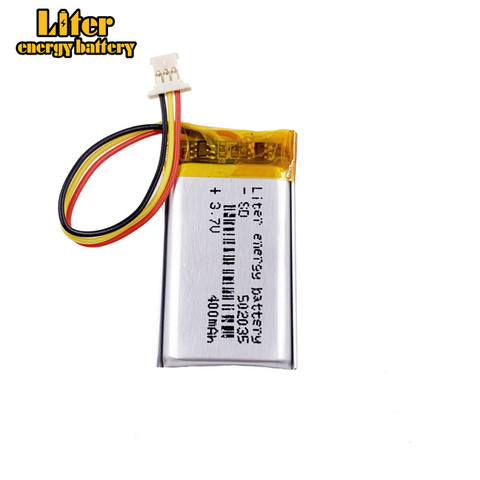 Conector de 3 pines de 1,0 MM 502035 400mah 3,7 v 1S Modelo, grabador de coche DVR batería de litio recargable de polímero li-po de alta temperatura ► Foto 1/5