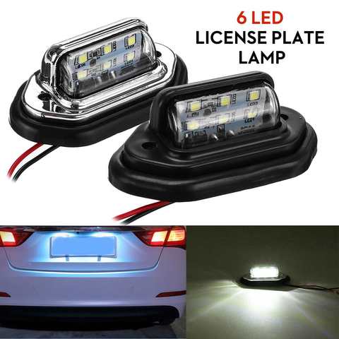 Lámpara de paso impermeable para coche, barco, camión, remolque, SUV, furgoneta, caravana, 6 luz LED de matrícula, de alta calidad, Plata/Negro, 12V y 24V ► Foto 1/6