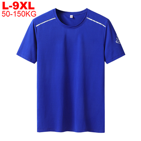 Camisetas de secado rápido para hombre, ropa deportiva de manga corta, ligera, elástica, de verano, talla grande 7xl, 8xl, 9xl ► Foto 1/6