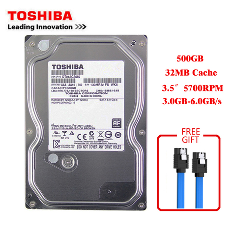 Toshiba-ordenador de escritorio de 500GB Dispositivo de almacenamiento mecánico interno de 3,5 pulgadas, SATA3 3-6Gb / s HDD, memoria caché de 32MB, búfer de 500GB y 5700RPM ► Foto 1/6