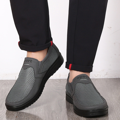 Moda verano Zapatos hombres Casual Air Mesh Shoes tallas grandes 38-48 ligero transpirable Slip-On Flats chaissure Homme ► Foto 1/6