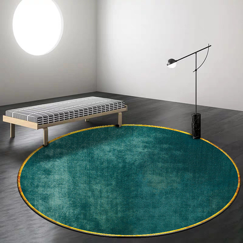 Alfombra redonda verde sencilla moderna, tapete antideslizante para silla, suave, para decoración de sala de estar y dormitorio ► Foto 1/6