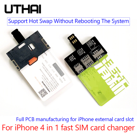 Adaptador UTHAI T10 para tarjeta SIM de iPhone 4 en 1, ranura para tarjeta externa, cambiador rápido de tarjetas, soporte para lector de tarjetas SIM de iPhone, reinicio gratuito Nano ► Foto 1/4