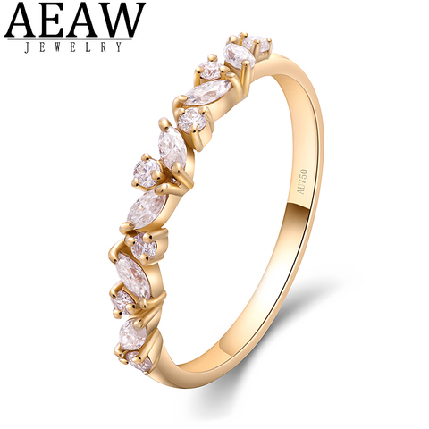 AEAW 585 14K amarillo de 10K anillo de oro para las mujeres moissanite Solitaire anillo de la mitad de la eternidad boda banda de compromiso de la novia ► Foto 1/6