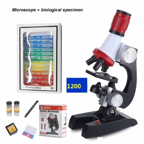 ZK30-Kit de microscopio con luz LED para niños, 100/400/1200X, juguete para regalo educativo, microscopio biológico refinado ► Foto 1/6