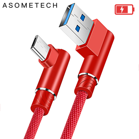 Cable Micro USB de 90 grados, 2M, 3M, Cable de carga para Samsung s7, xiaomi, redmi, LG, nailon trenzado, Cable de datos para Android ► Foto 1/6