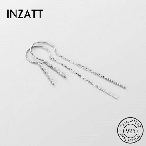 INZATT-pendientes de aro con borla de circón para mujer, Plata de Ley 925 auténtica, joyería fina minimalista para fiesta, accesorios de hip hop ► Foto 1/6