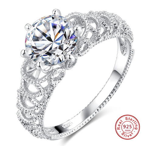 Romántica Plata de Ley 925 infinito amor para siempre círculo redondo claro CZ anillo de dedo para mujeres boda joyería ahuecada ► Foto 1/5