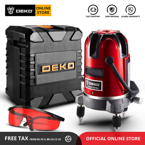 DEKO LL57/58 serie roja autonivelante 5 líneas 6 puntos nivel láser Horizontal y Vertical 360 grados ajuste mayor visibilidad ► Foto 1/6