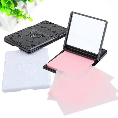 Papel absorbente de aceite para mujer, 50 hojas con funda de espejo, herramienta de maquillaje de belleza Facial ► Foto 1/4