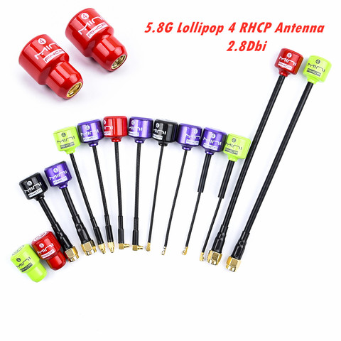 Nuevo 5,8G Lollipop 4 RHCP antena de alta ganancia 2.8Dbi transmisor/receptor SMA/RP-SMA/MMCX/antena UFL para FPV Drone RC Drone parte ► Foto 1/6