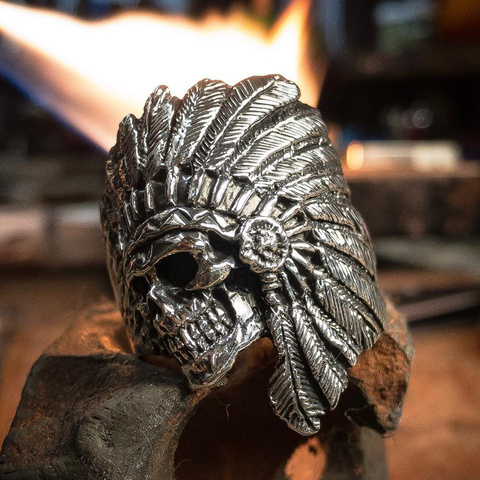 EYHIMD-anillo Vintage de acero inoxidable para hombres, joyería india, anillo de ciclista ► Foto 1/4