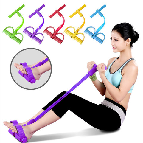 Bandas de resistencia de 4 tubos para Fitness, ejercitador de Pedal de látex, expansor de cuerda de tracción para sentadillas, bandas elásticas, equipo de Yoga, entrenamiento de Pilates ► Foto 1/6