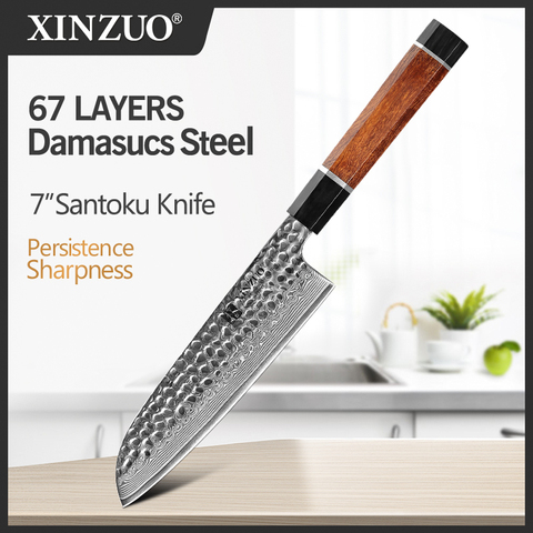 XINZUO-cuchillo Santoku de 7 pulgadas VG10, japonés, Damasco, acero inoxidable, japonés, utensilios de cocina profesionales para Chef ► Foto 1/6