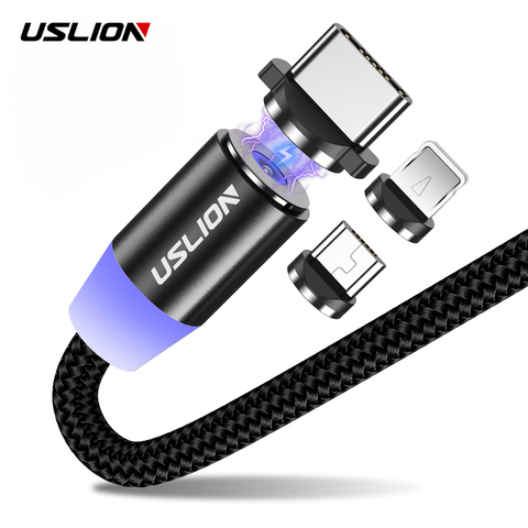 Cable Micro USB magnético USLION Cable de carga rápida USB tipo C Cable de carga de datos de cargador magnético Cable para Iphone 7 Samsung Xiaomi ► Foto 1/6