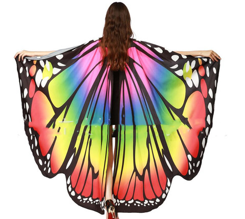 Chal de alas de mariposa de arcoíris para mujer, accesorios de disfraz de hada para baile, capa de mariposa, monarca, gran oferta ► Foto 1/6