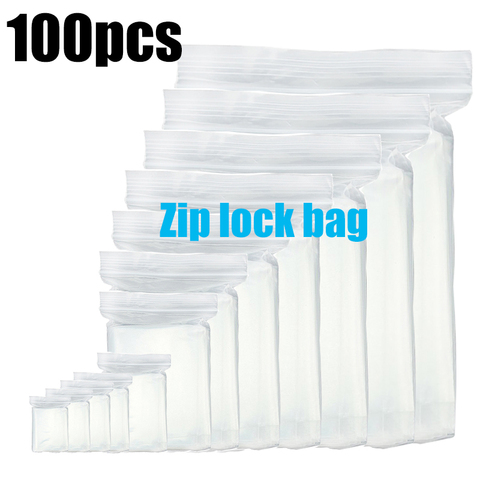 100 unids/lote claro pesado grueso cremallera regalo de la joyería de bolsa de almacenamiento de paquetes de plástico Ziplock resellable de poliéster de espesor 0,12mm ► Foto 1/6