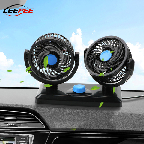 LEEPEE-Mini ventiladores para coche refrigeración por aire a bordo, máquina fuerte, encendedor de cigarrillos giratorio, accesorios para coche, Interior, 12V, 24V ► Foto 1/6