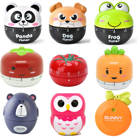 1 Uds mecánica animales bonitos de dibujos animados reloj de alarma cuenta regresiva de decoración del hogar, cocina Gadgets cocina temporizadores portátil 25 colores ► Foto 1/6