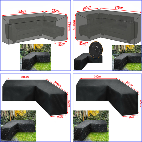 3 tamaño L forma muebles cubierta impermeable al aire libre jardín sofá de Patio de ratán a prueba de polvo V molde con forma resistente a la cubierta negro ► Foto 1/6