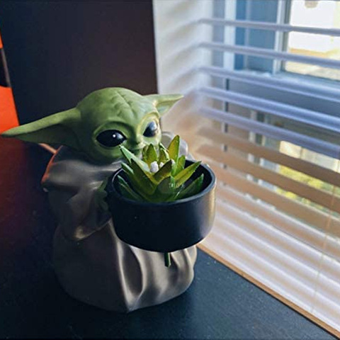 Muñeco de bebé Yoda de Star Wars, maceta de flores, decoración de bebé, adornos mandalorianos, juguetes hechos a mano, regalos de cumpleaños de Navidad ► Foto 1/6